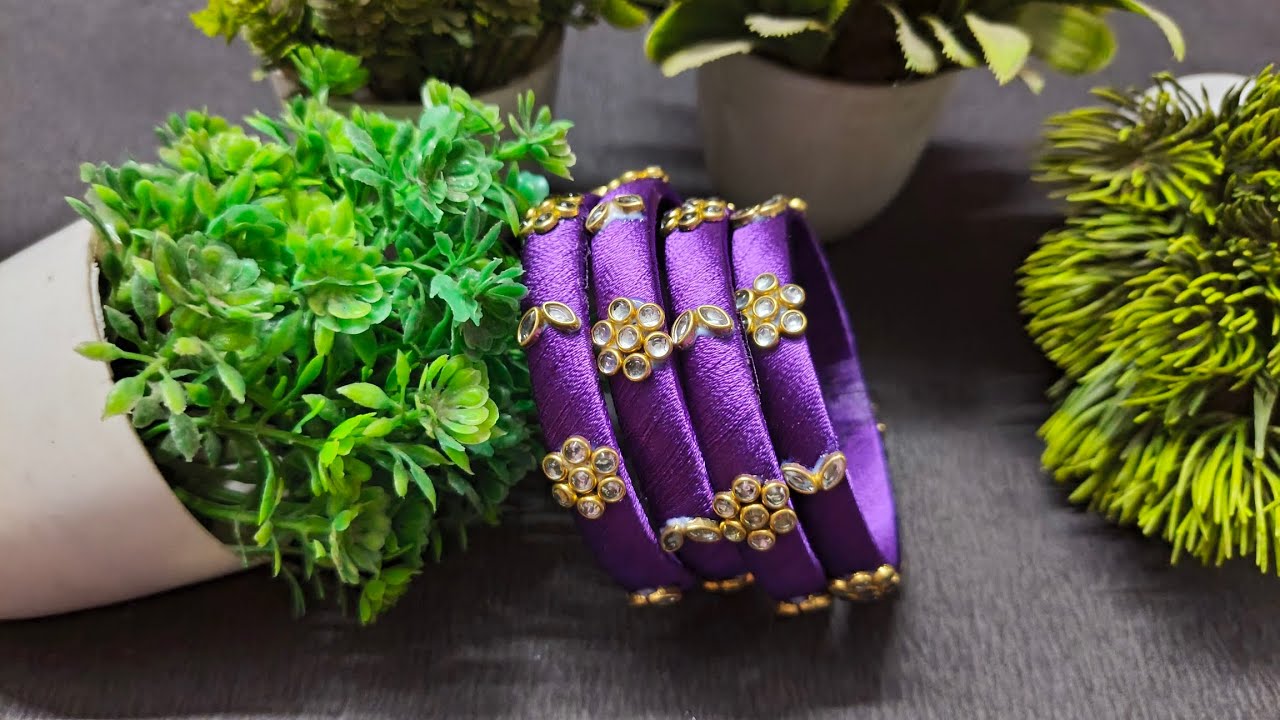 How to make purpel kundan silkthread bangels | silkthread bangels making | handmade jewellery  | DIY
