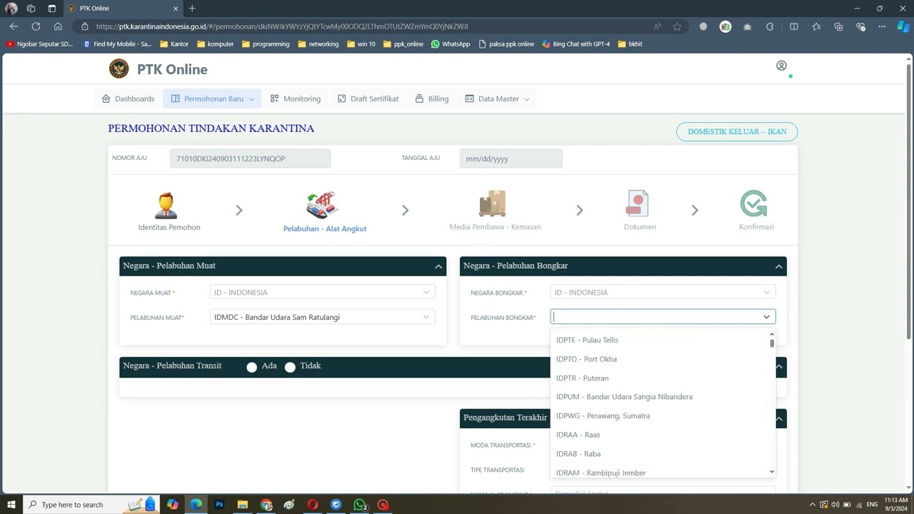 Panduan Permohonan Tindakan Karantina Online - PTK Online