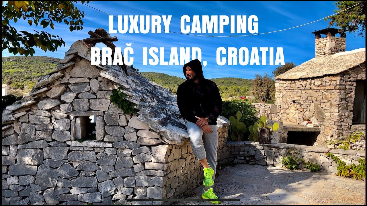 Luxury BOUTIQUE CAMPING on Croatian island. Cooking traditional Sardines. Relaxing waves ASMR