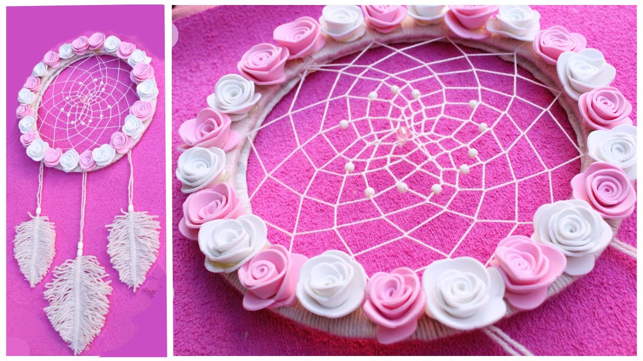 DIY ATRAPASUEÑOS con cartón + rosas y plumas para decorar🌹 RECICLAJE🪶