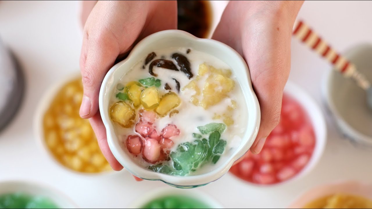 Cách làm CHÈ SƯƠNG SA HẠT LỰU - Vietnamese RAINBOW PEARL DESSERT recipe