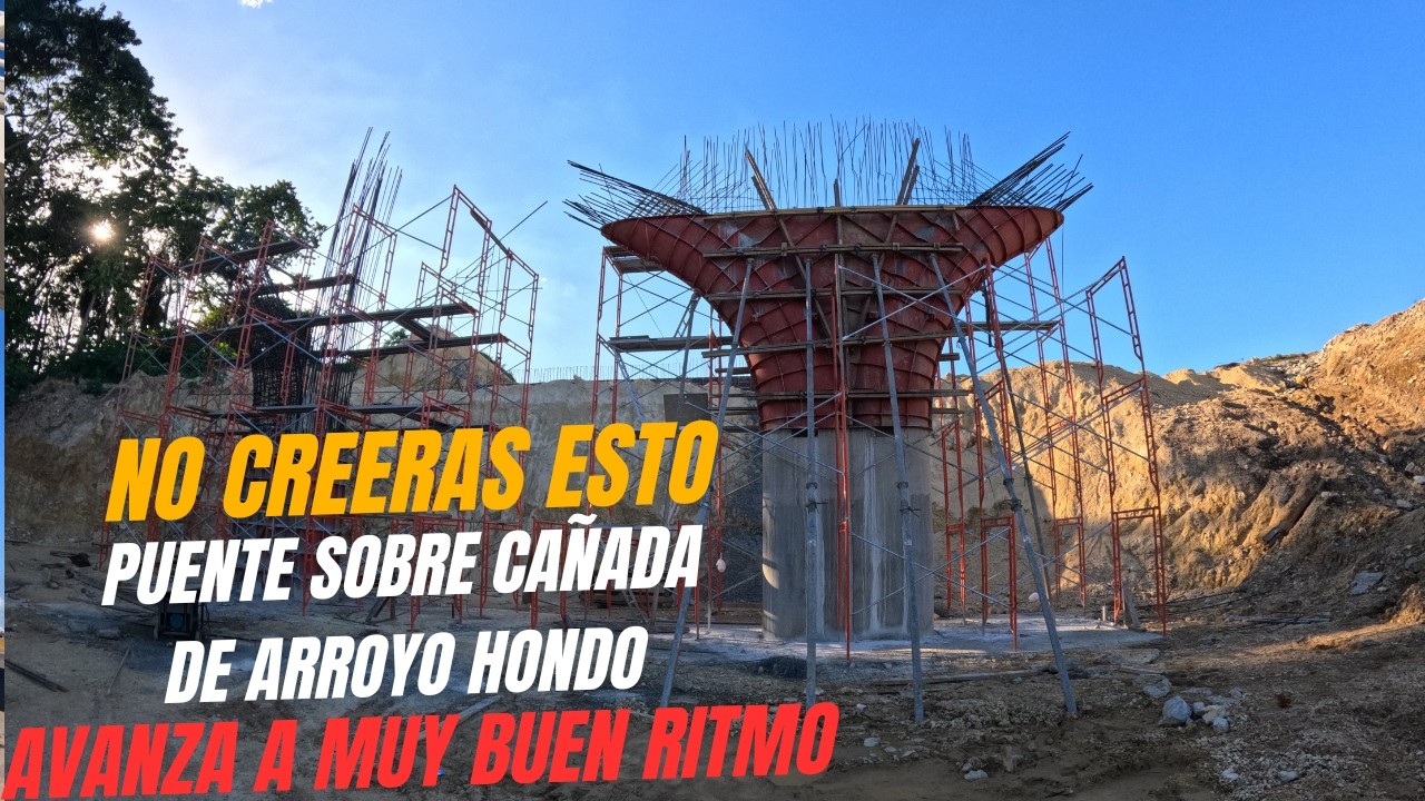 Así avanza el Puente sobre la cañada de Arroyo Hondo. Inician Trabajos en desnivel de la Jacobo.