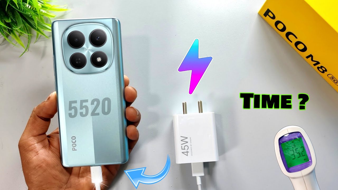 Тест зарядки POCO M8/Redmi Note 15 с батареей 5520 мАч и мощностью зарядки 45 Вт. Лучший мобильны...