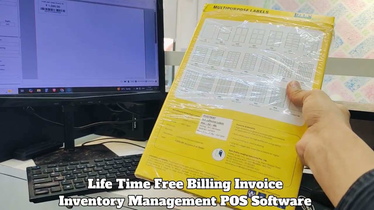 How to buy A4 Size label sticker | Live explain Barcode Paper Size Setting Free Billing Software 