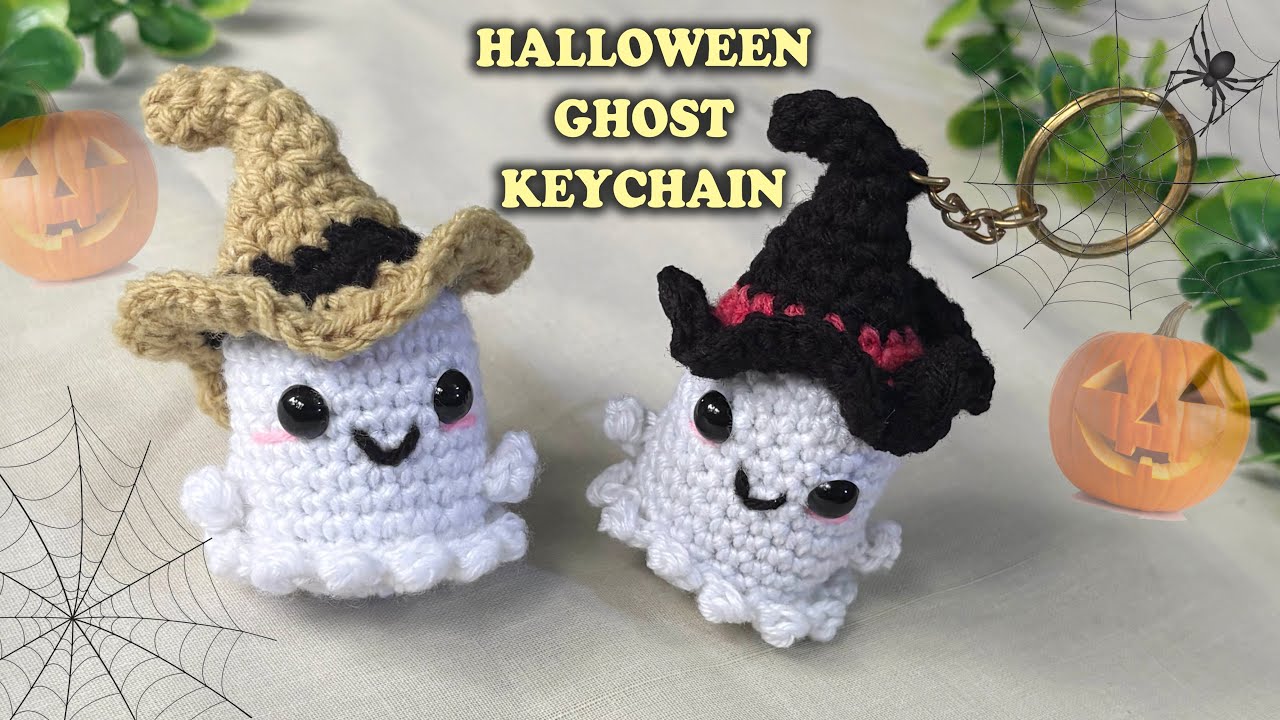 Easy Crochet Halloween Ghost Tutorial | Keychain or Home Decoration | Beginner Friendly 🧶✨🎃💜👻