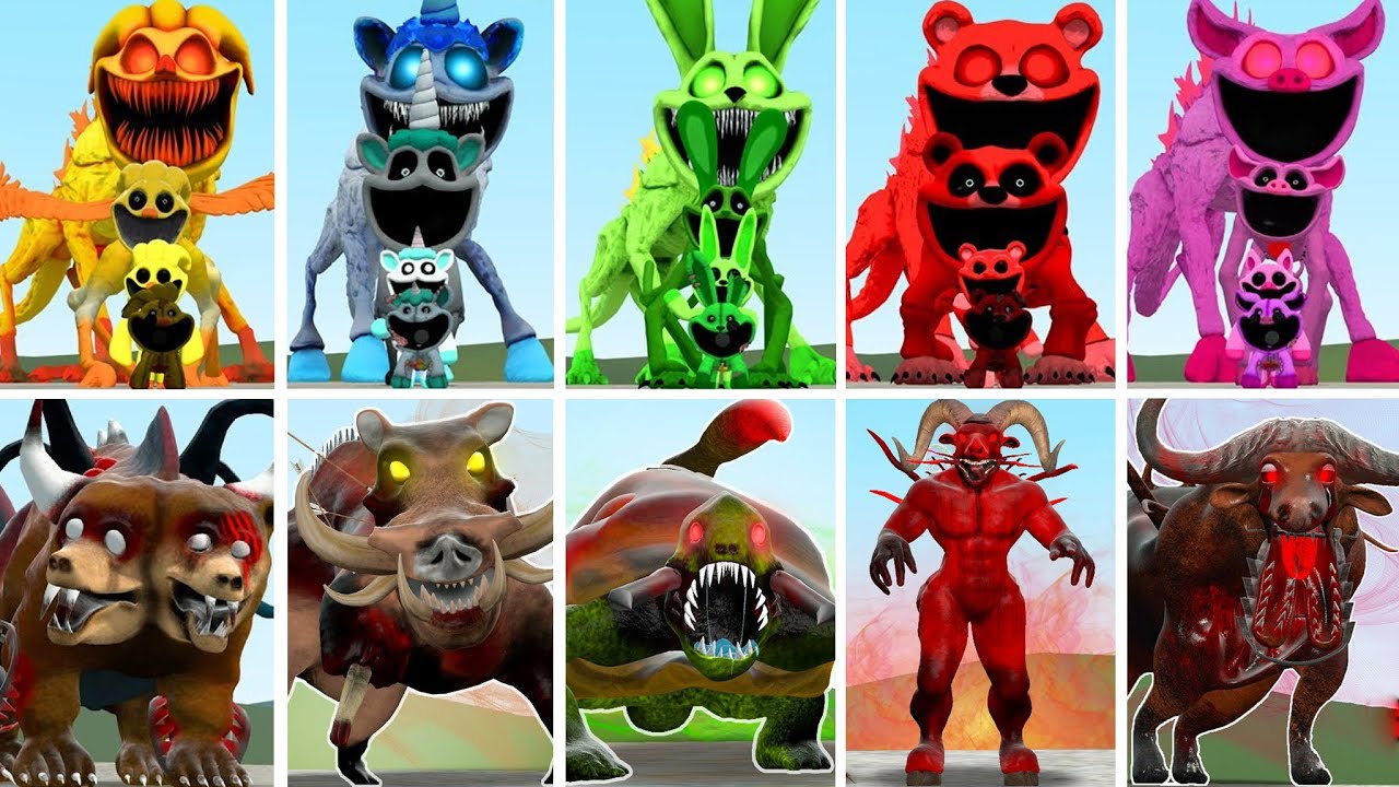 ALL SMILING CRITTERS FORGOTTEN VS ALL ZOOCHOSIS MUTANTS FAMILY In Garry's Mod!