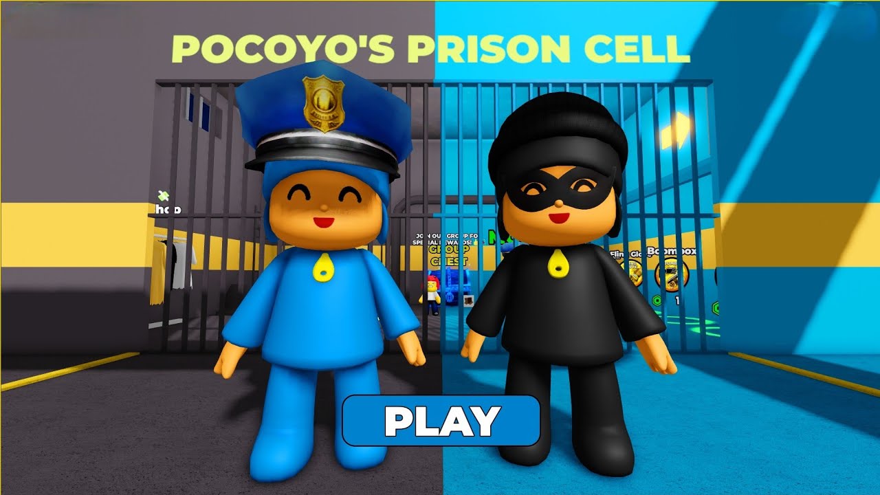 Dino kid Plays POCOYO PRISONER VS POLICE PRISON RUN ESCAPE roblox! Gameplay Walkthrough No Death 4K