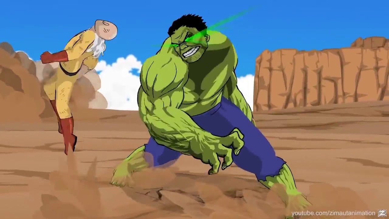 One Punch Man - Saitama vs Hulk  Fananime [Full HD]