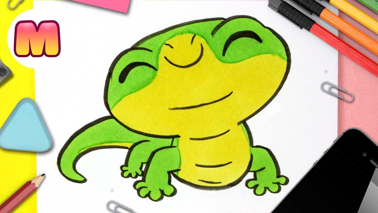 COMO DIBUJAR UNA LAGARTIJA KAWAII - dibujos kawaii faciles - como dibujar animales kawaii