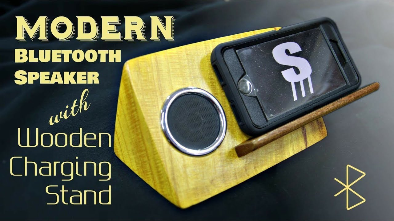 DIY Modern Bluetooth Speaker with Wooden Charging Stand