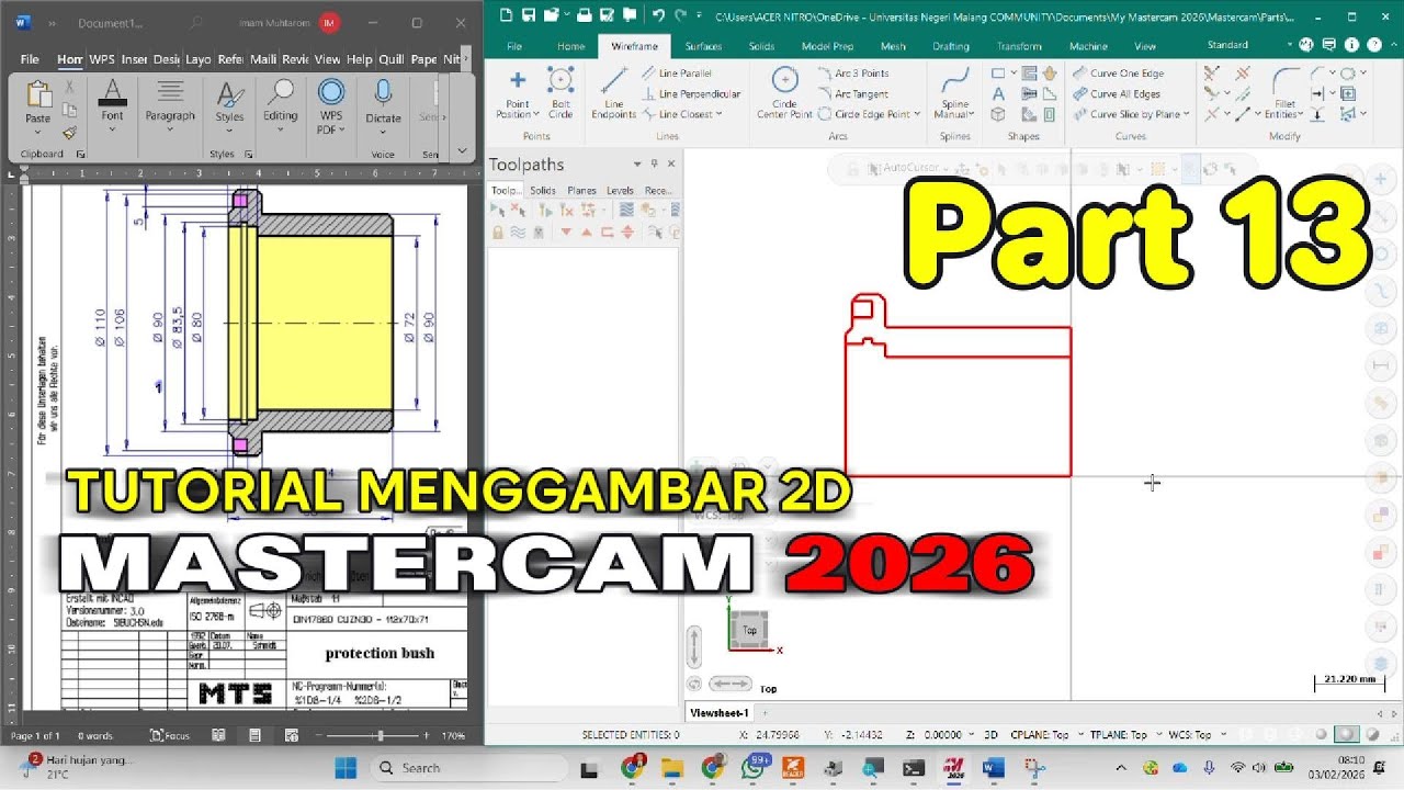 PART 13   MENGGAMBAR 2D CNC TURNING MASTERCAM 2026