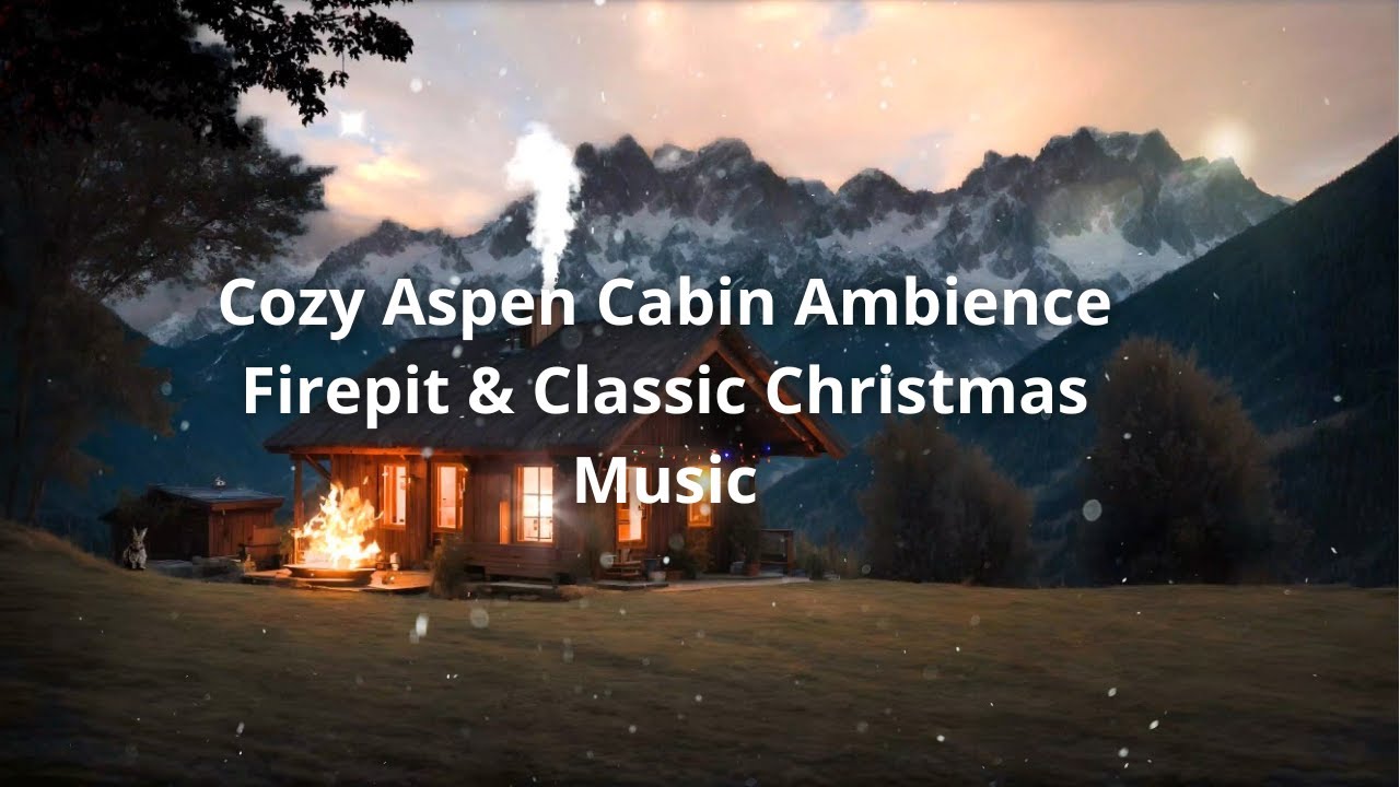 3 Hours Cozy Aspen Cabin Christmas Ambience – Firepit, Gentle Snowfall & Classic Holiday Music