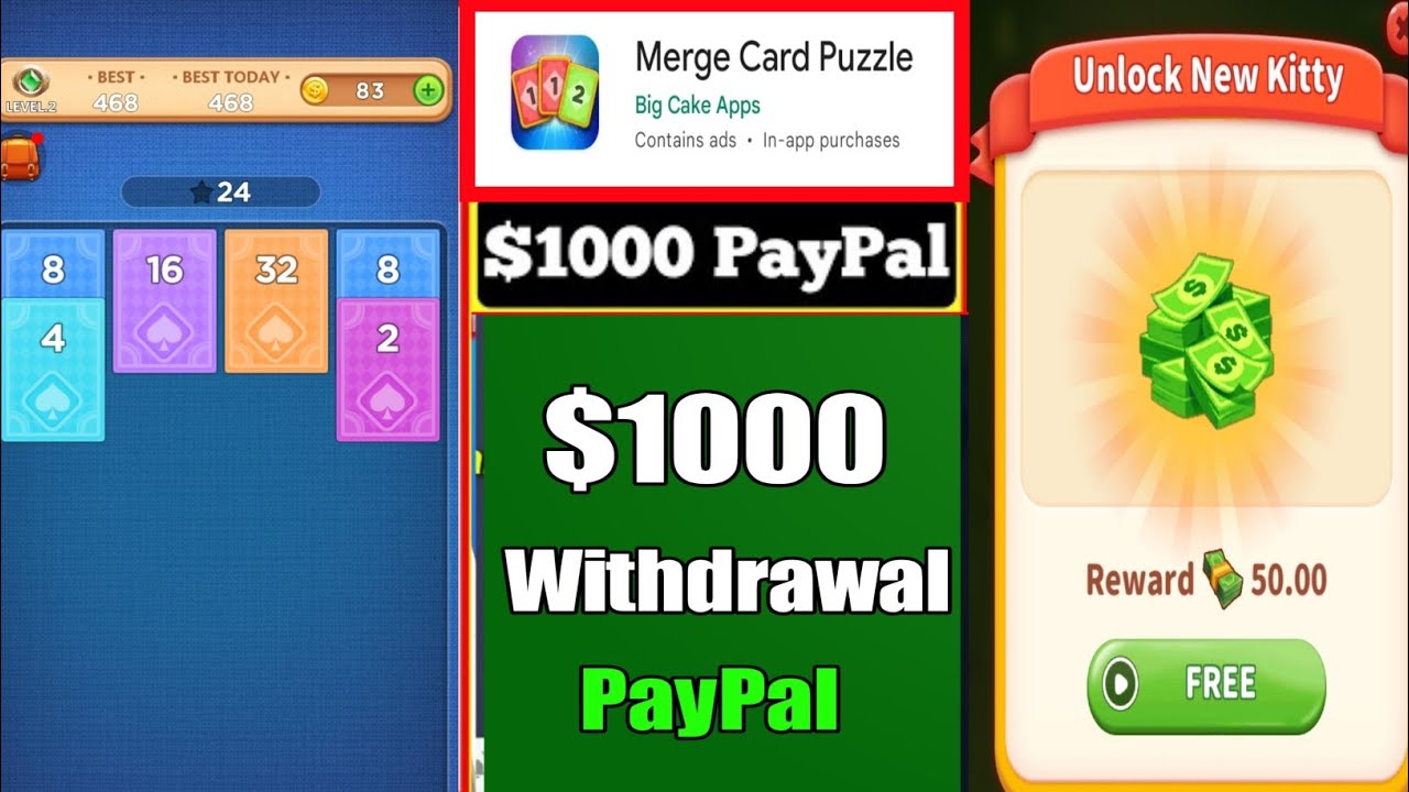 Merge Card Puzzle $3000 PayPal Withdraw || Earning App | Make Money Online | Earn Money Online
