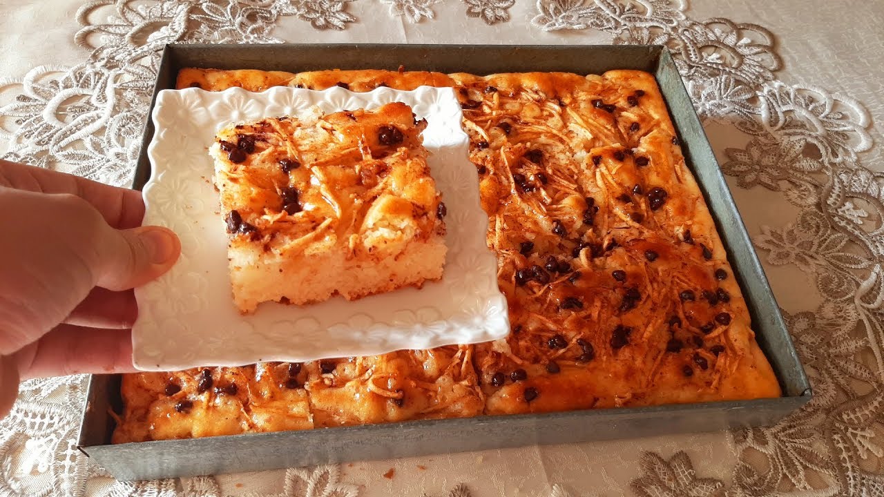 كيكة معلكة بالتفاح ببيضتين فقط بحجم عائلي خفيفة وكدوب في الفم 😍😋 كيكة راقية واقتصادية  بالتفاح ✔👌