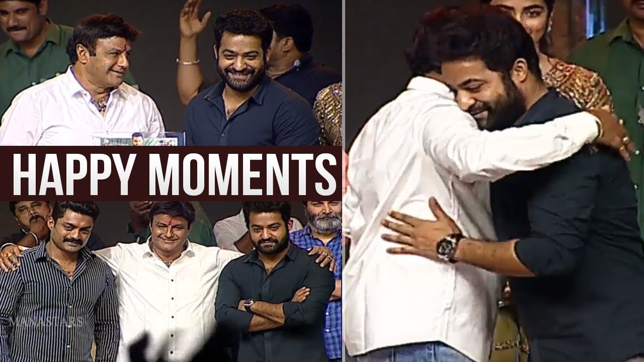 Jr NTR and Balakrishna Happy Moments @ Aravinda Sametha Success Meet | Manastars