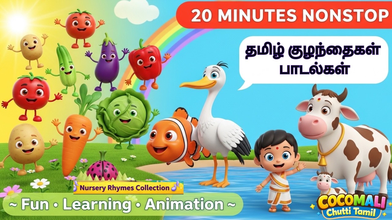 20 Minutes Nonstop Tamil Kids Rhymes | தமிழ் குழந்தைகள் பாடல்கள் #kidstamil  #tamilrhymesforkids