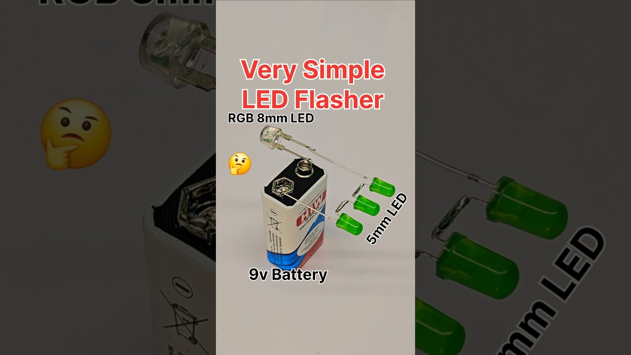 Make Very Simple LED Flasher for Science Project 🤔 Blinking LED with 9v Battery #diy #shorts #led