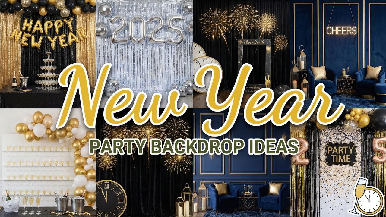 129+ New Year Party Backdrop Ideas | New Year's Eve Photo Backdrops, DIY & Balloon Designs