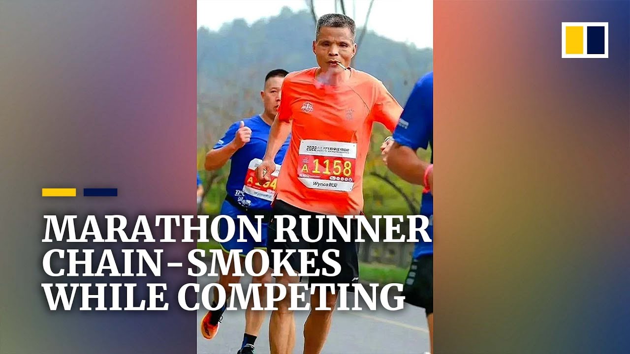 Chinese runner goes viral for chain-smoking his way through marathon