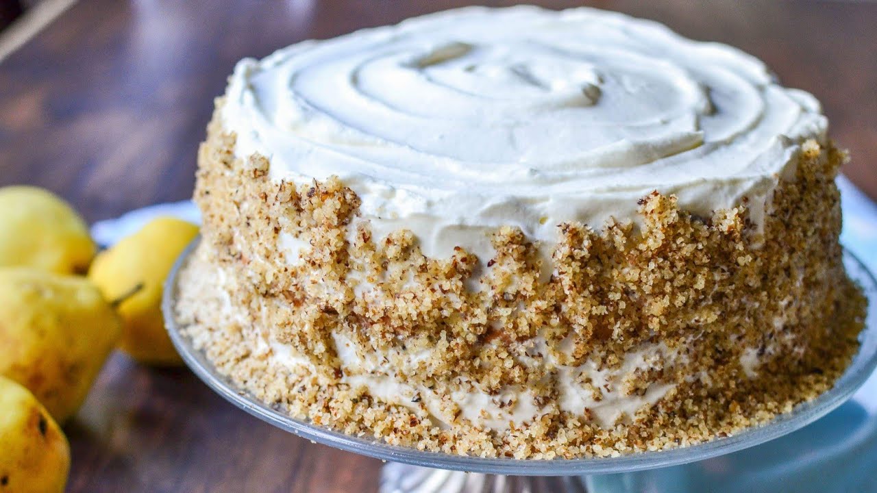 Пирог перевернутый груша и орех