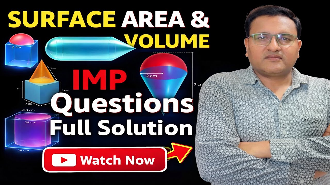 Surface Area And Volume 🤗|| Mensuration 3D Questions || Important Questions || BY SP SAINI SIR