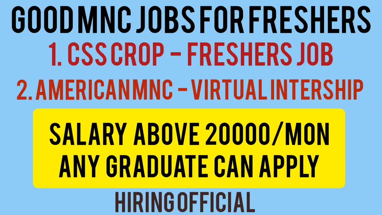 American MNC Jobs | Free Intership for Graduate | Recruitment 2022 | Latest Jobs