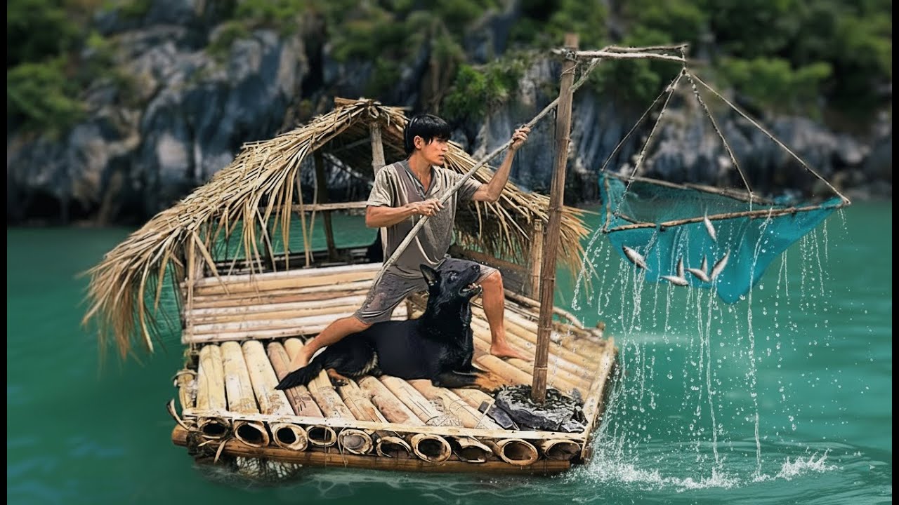 Surviving on a Trash Raft with My Dog | Lift Net Fishing & Seafood Cooking – Our Final Adventure