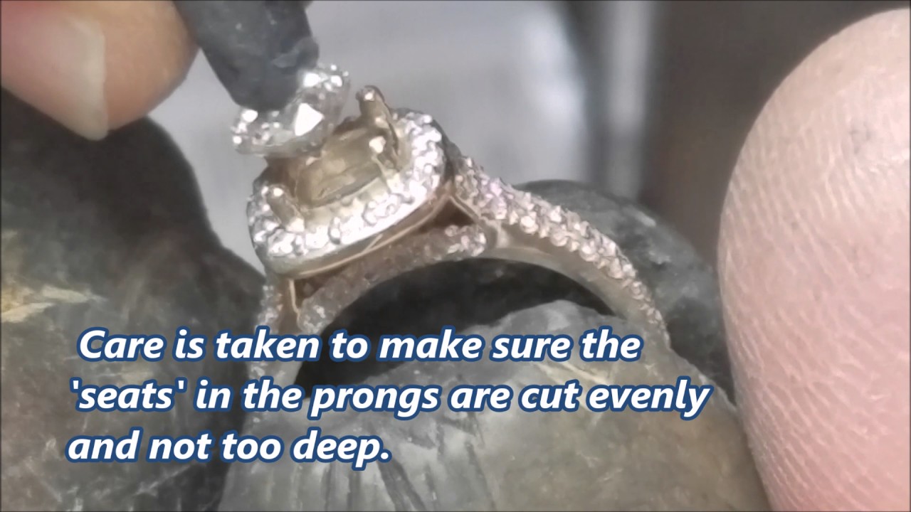Setting a HALO diamond engagement ring.