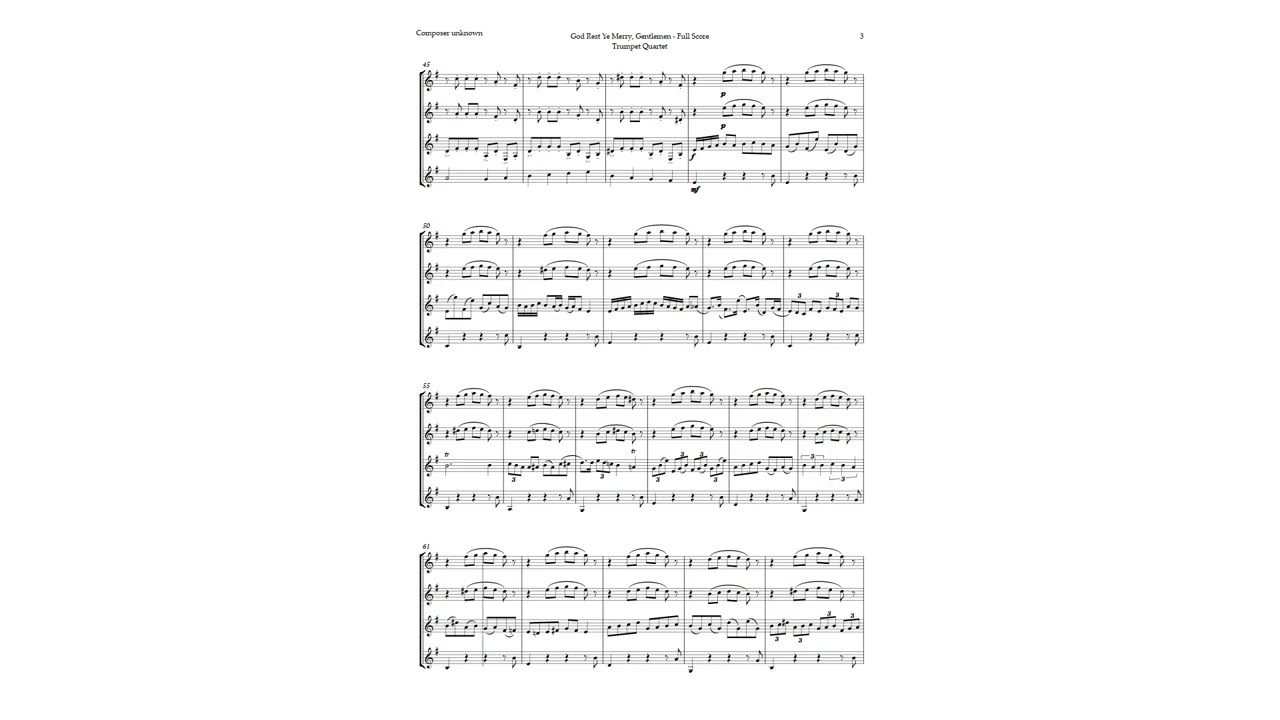 God Rest Ye Merry Gentlemen for Trumpet Quartet | ARRANGEMENT