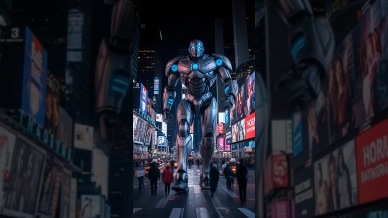 Robot walking New York city in Time Square 😱 #viral #shorts #trending #youtubeshorts #DreamScreenAI