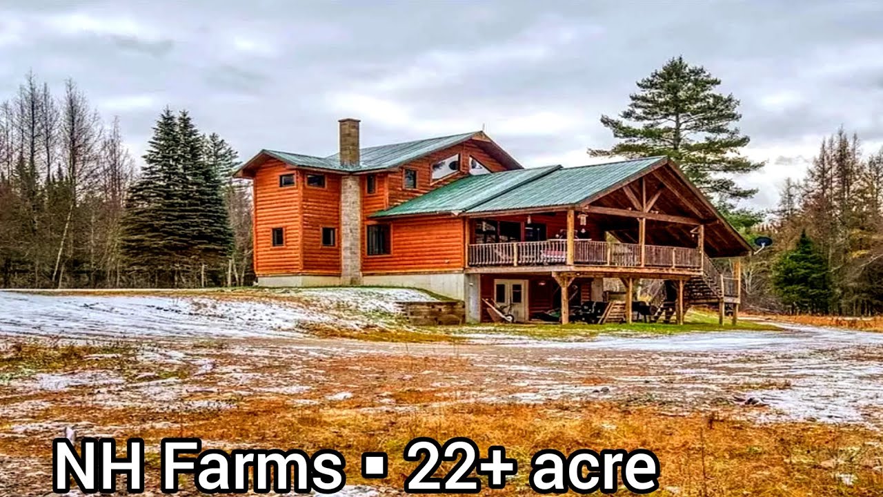 New Hampshire Log Cabins For Sale | $389k | New Hampshire Farms For Sale | 22+ acres