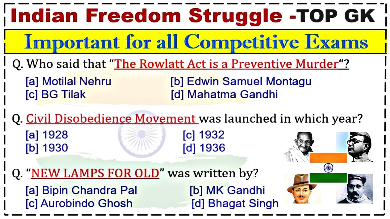 🔥 Best 100 Indian Freedom Movement MCQs | Part-1 | Modern History | Must Watch | @gk.central 