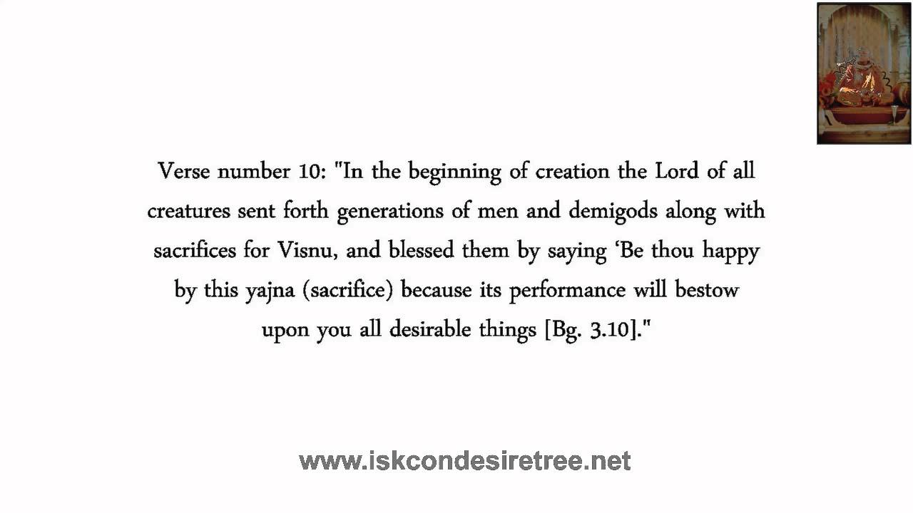 Lecture by Sril Prabhupada on Bhagavad Gita As It Is  Chapter3 Verse 6-10