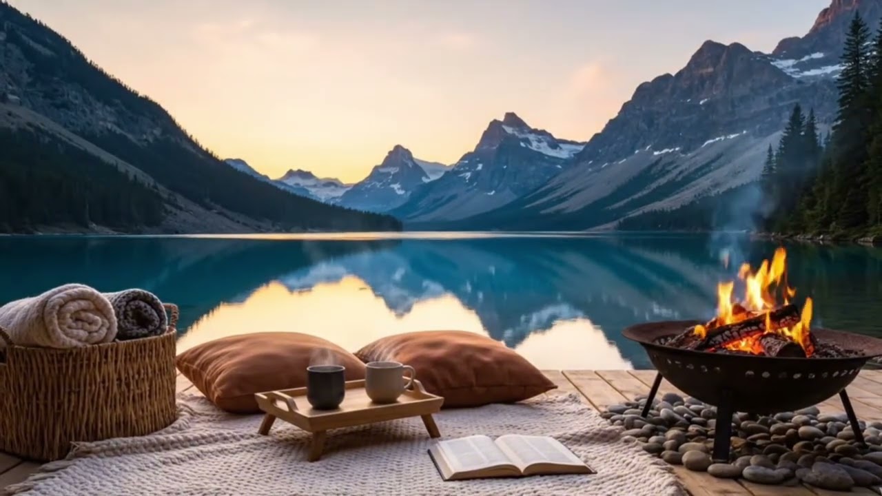 Fire Sounds 🔥 Cozy Bonfire by the Lake for Sleep