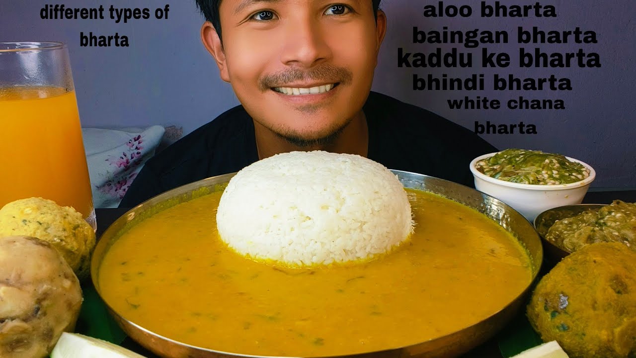 Eating Different types of bharta |Dal Chawal | Aloo bharta | Bhindi bharta | Eating show | Mukbang