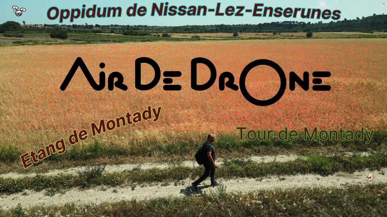 Vidéo par Drone Air de drone Oppidum de Nissan-lez-Enserunes, étang asséché et tour de Montady