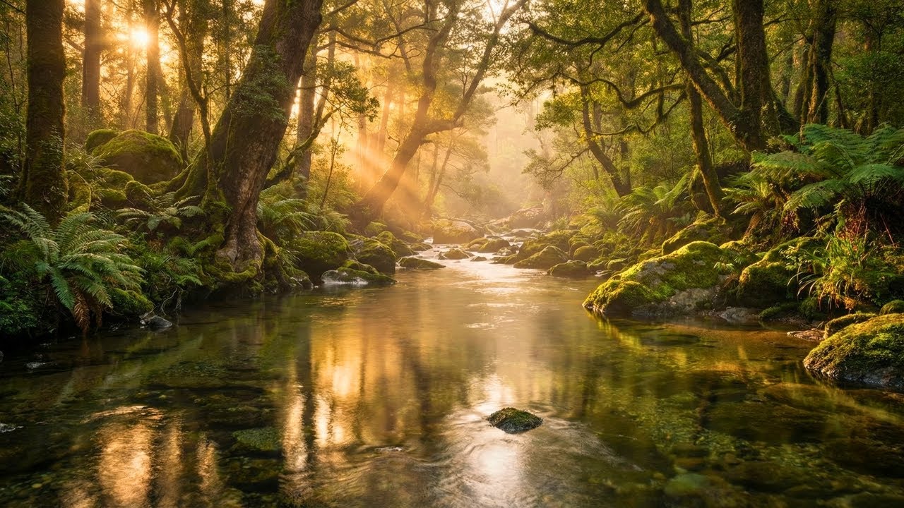 Soft Peace Stress Relief Medicine in Shimmering River Scene for Inner Healing ✨