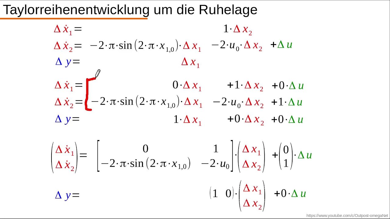 Dynamische Systeme - Teil 5.1 - Linearisierung von Zustands-DGL (Beispiel 1)