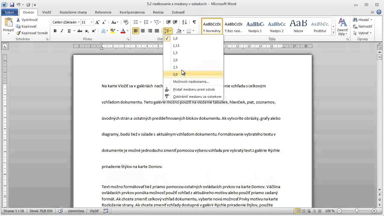 5 2 Riadkovanie a Medzery v Odsekoch