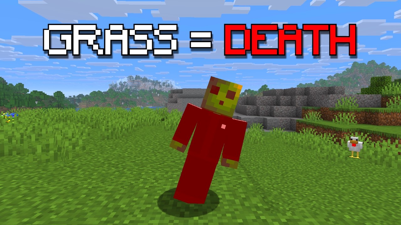 Beating Minecraft But Grass Kills Me...