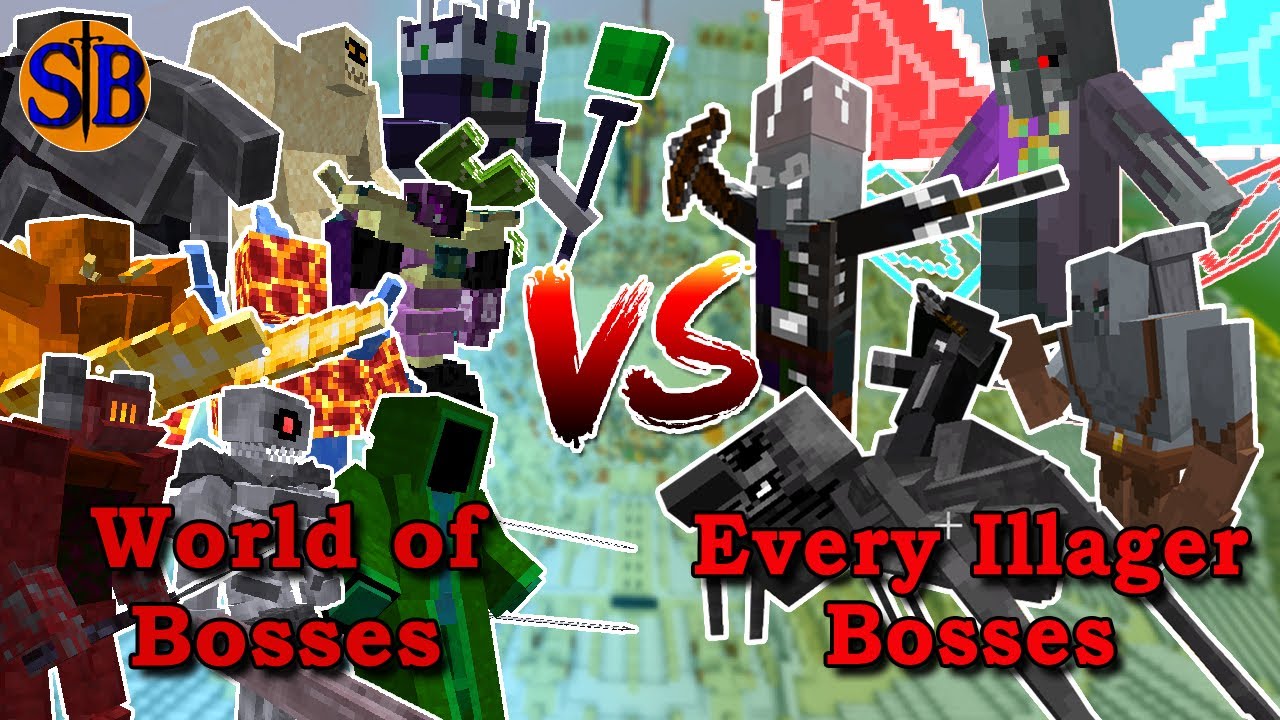 Illage and Spillage Team vs World of Bosses Team | Minecraft Mob Battle