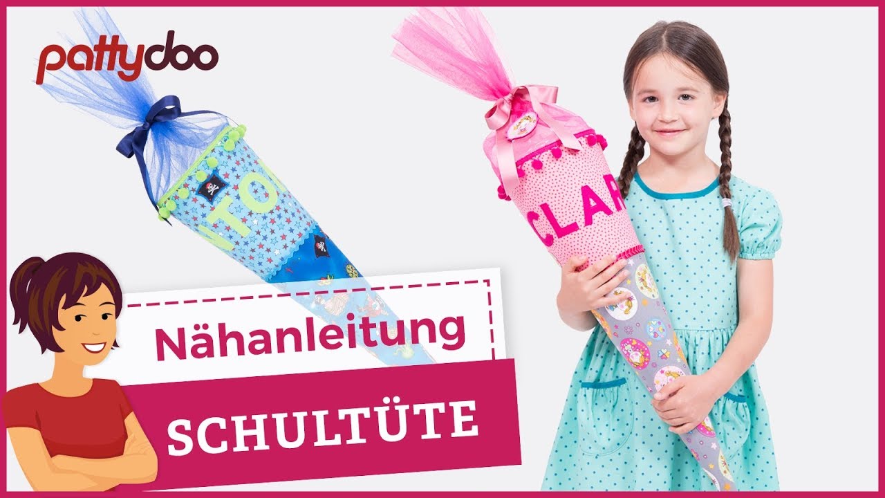 Schultüte aus Stoff mit Applikationen nähen - Tutorial & Freebie