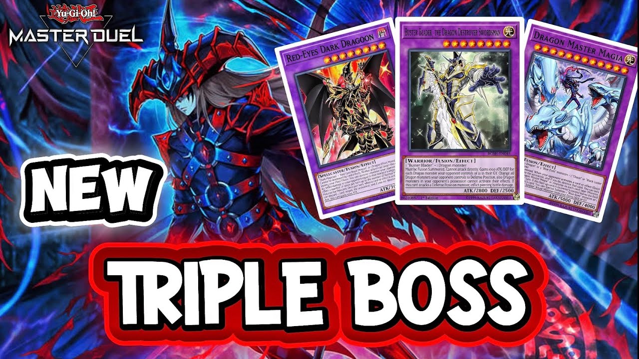 NEW TRIPLE BOSS!! DARK MAGICIAN OF DESTRUCTION ft. DRAGOON BUSTER MAGIA vs META [Master Duel]