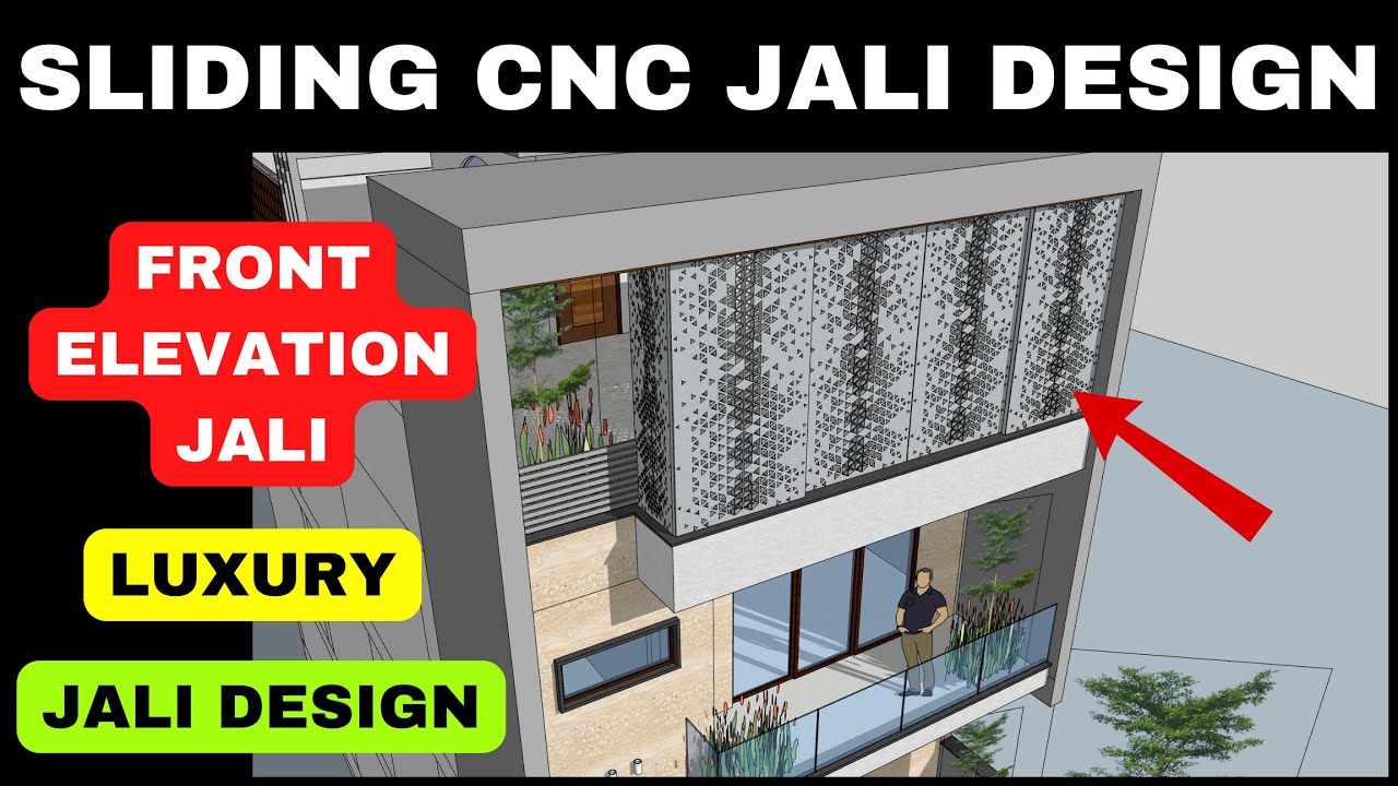 Front Elevation Jali Design With Sliding Panels | CNC Jali Design | Front Elevation Design@91Homes