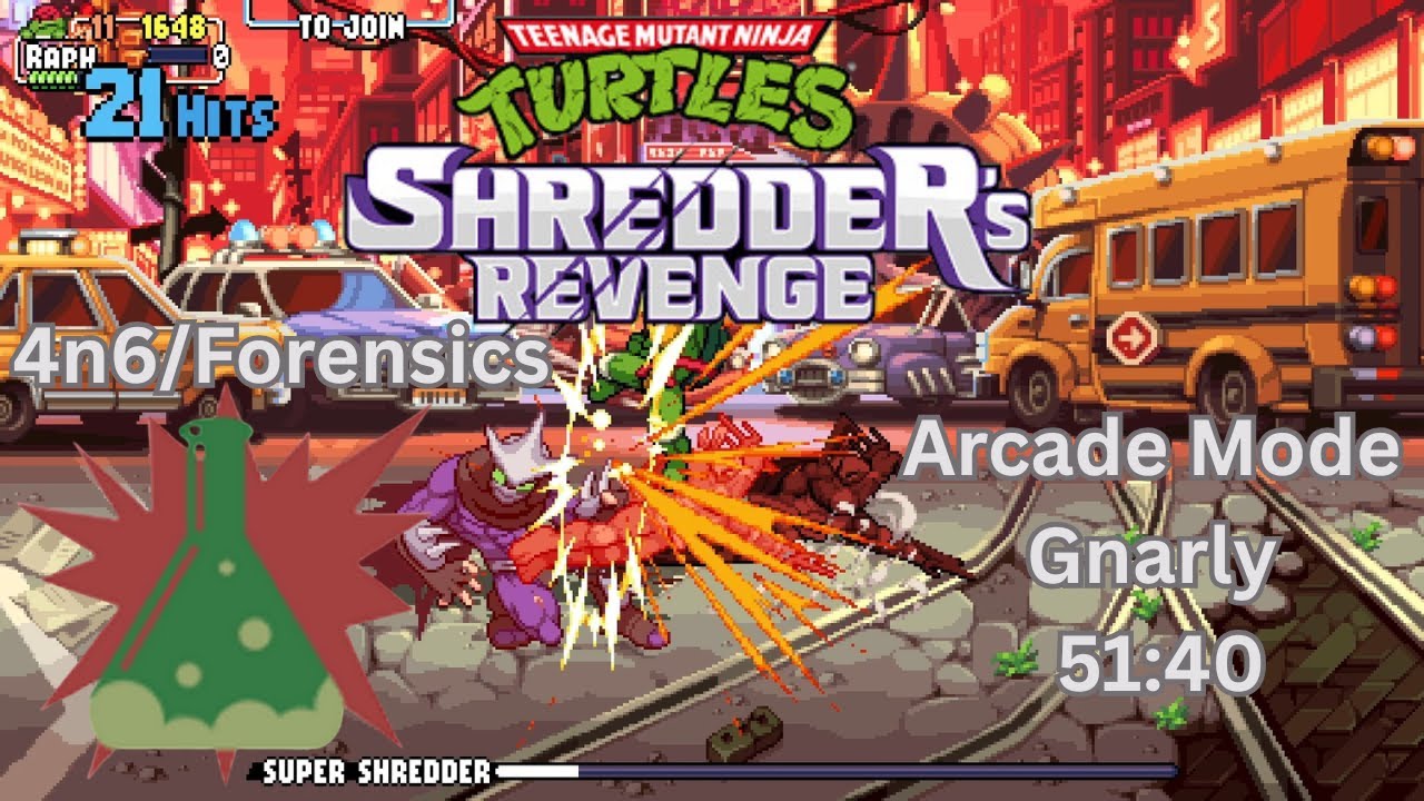 [WR] TMNT Shredders Revenge Arcade Mode Any% Gnarly Raph 51:40 by 4n6