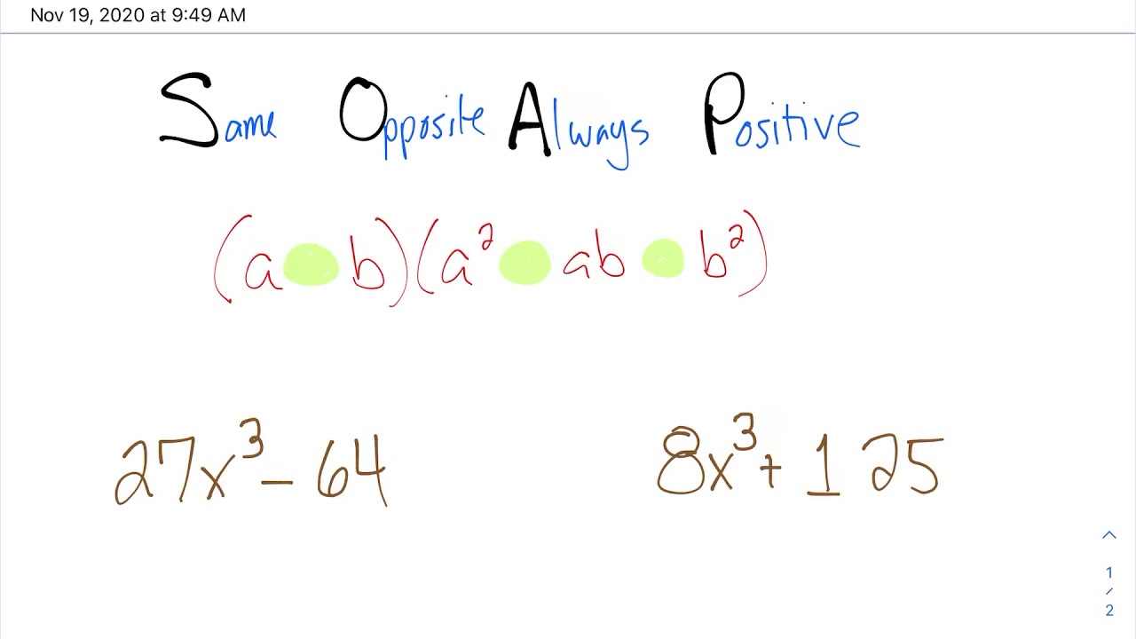 SOAP:Factoring Sums and Differences of Cubes