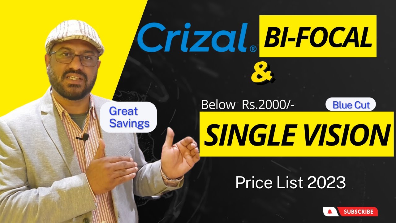 Crizal Bifocal lenses Price list | Single vision below Rs.2000/- with Blue cut protection