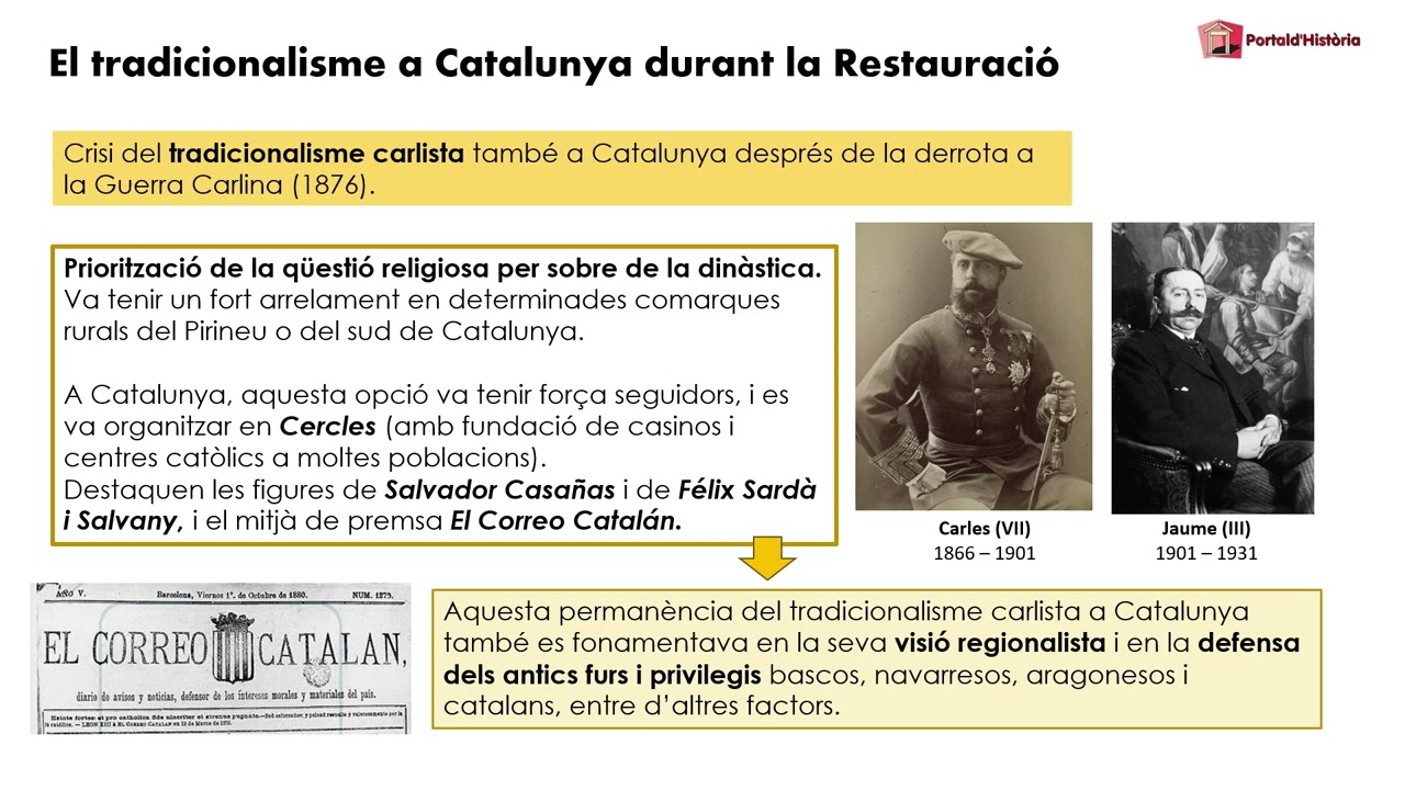 LA RESTAURACIÓ BORBÒNICA I. Capítol V - Catalunya sota el règim de la Restauració.