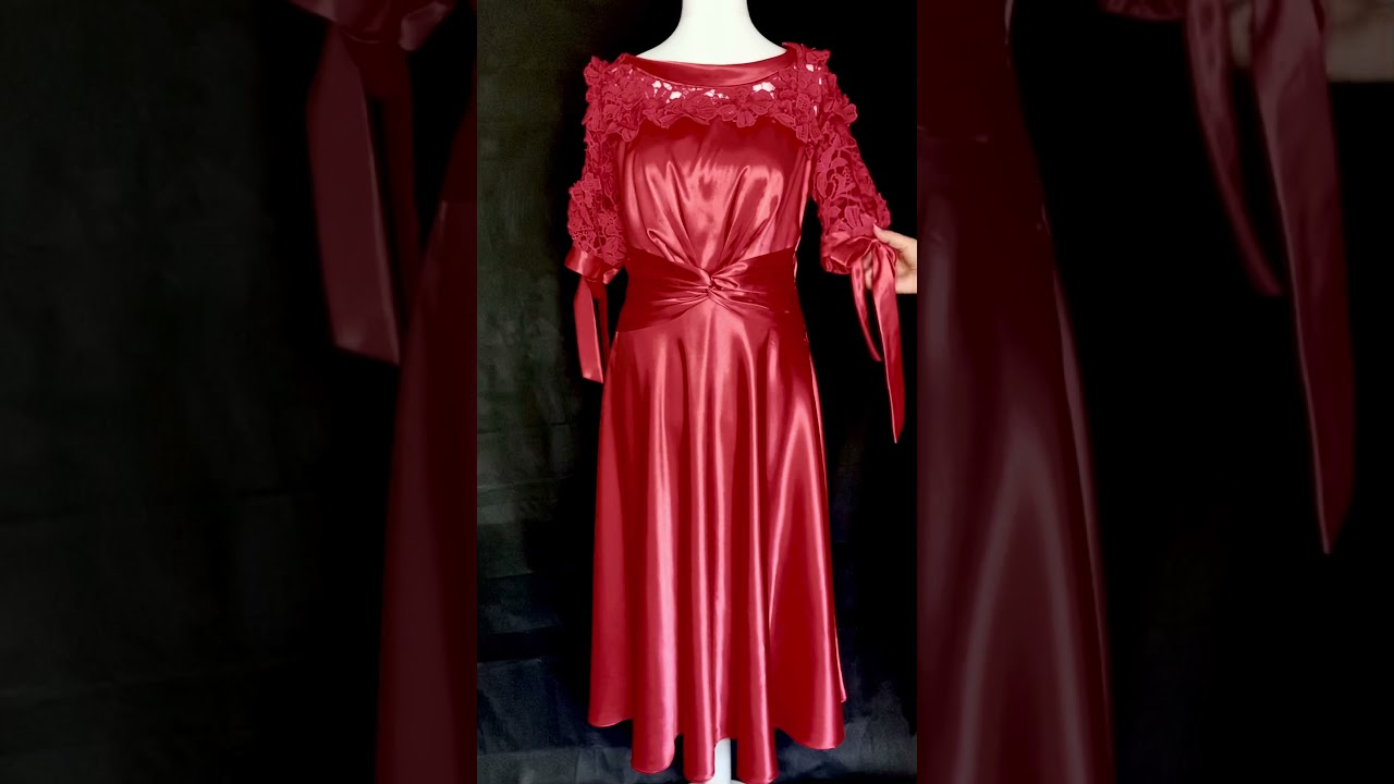 A beautiful red pink silk satin dress.