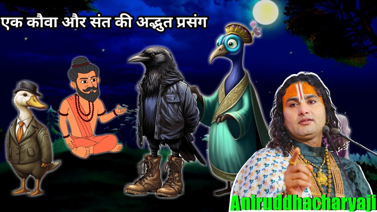 एक कौवा और संत की अद्भुत प्रसंग। धार्मिक कथा प्रसंग श्री अनिरुद्धाचार्य जी महाराज।